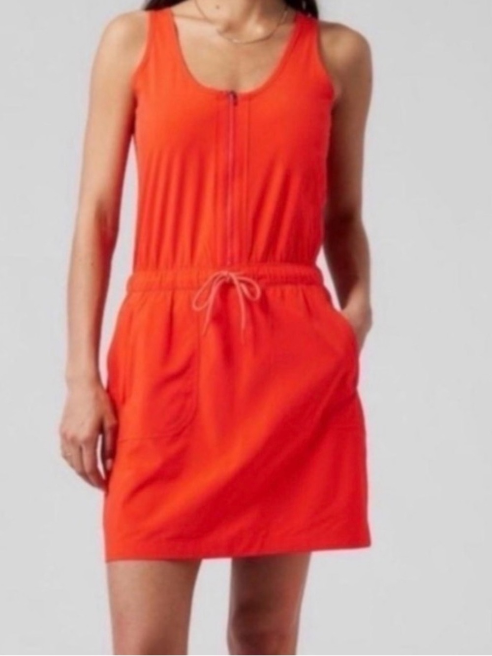 Athleta Orange Zip-Front Swim Cover Dress